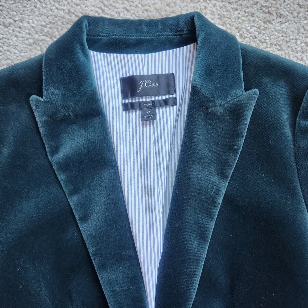 NWOT J.Crew Parke Velvet Blazer in Old Forest Green Size 0 - Picture 4 of 14